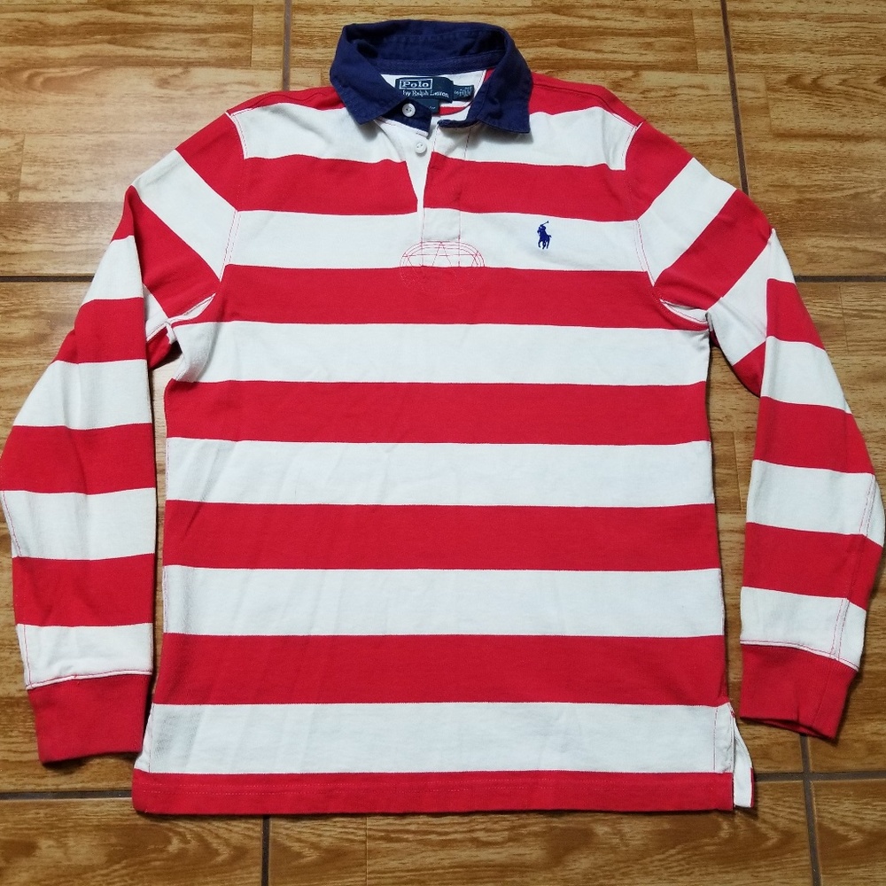 Polo Ralph Lauren Red Striped Long Sleeve Polo